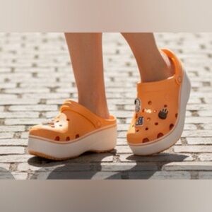 Crocs Crocband Platform Clogs Chunky Platform Sandal Cantaloupe White M8 W10